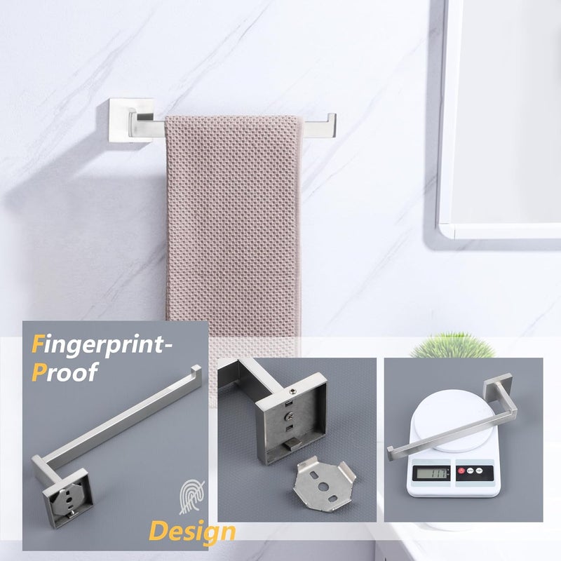 LANC Bathroom Hand Towel Holder Brushed Nickel Hand Towel Bar 10 Inche Right Side Square Towel Ring for Kitchen Bathroom Wall Mount Stainless Steel Modern Towel Racks Hanger, A8806BN - Image 3